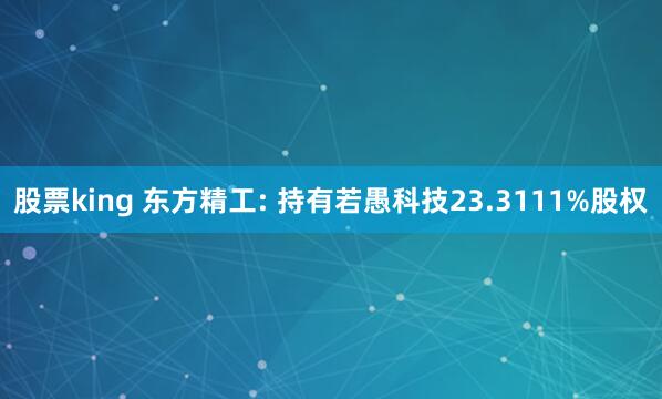 股票king 东方精工: 持有若愚科技23.3111%股权